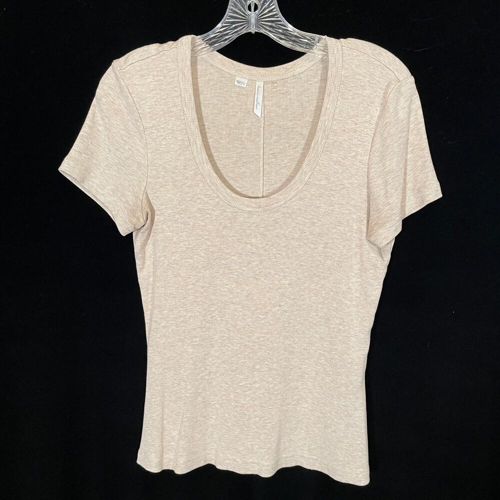 Travis Mathew Come Alive Rib‎ U-Neck Tee in Heathered Beige Modal L